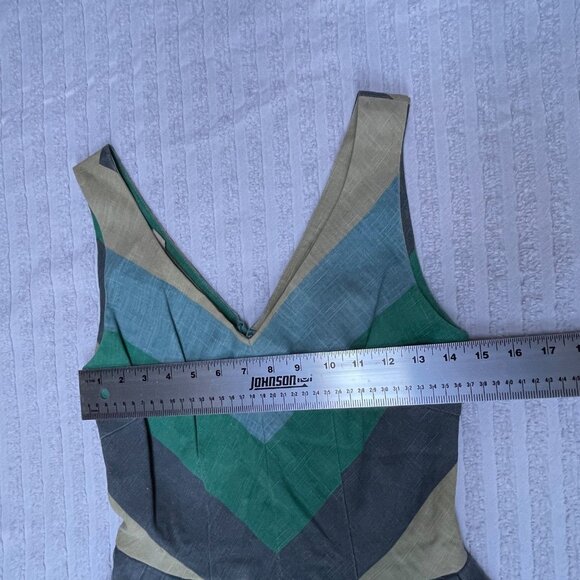 Knitted Dove Women Sleeveless A-Line Dress XS V-Neck Back Zip Striped Multicolor - Picture 5 of 9